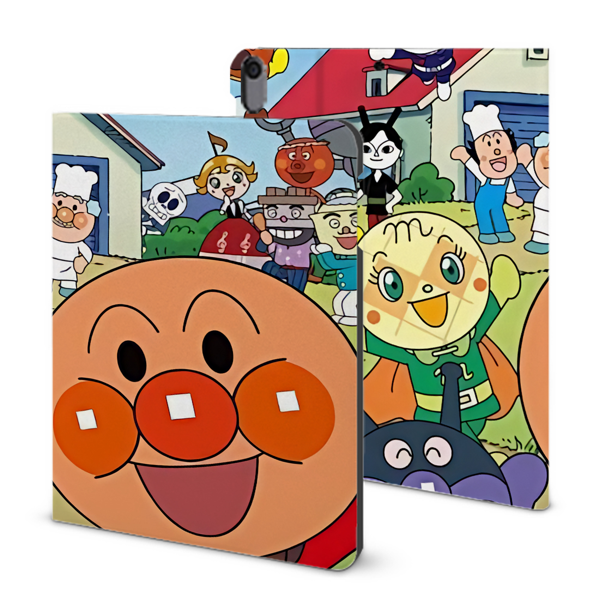 （画像用） アンパンマン Anpanman IPad ケース ブック型 PUレザー TPU 耐衝撃 軽量 薄型 ペン収納なし 全面保護 IPad 各モデル対応